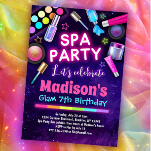 Girls Glam Spa Födelsedagsfest Inbjudningar