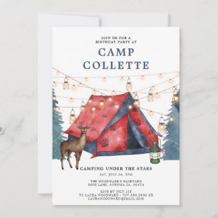 Girls Glamping Camping Födelsedagsfest inbjudan
