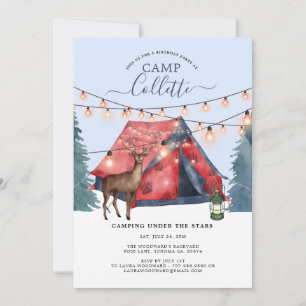 Girls Glamping Camping Födelsedagsfest inbjudan