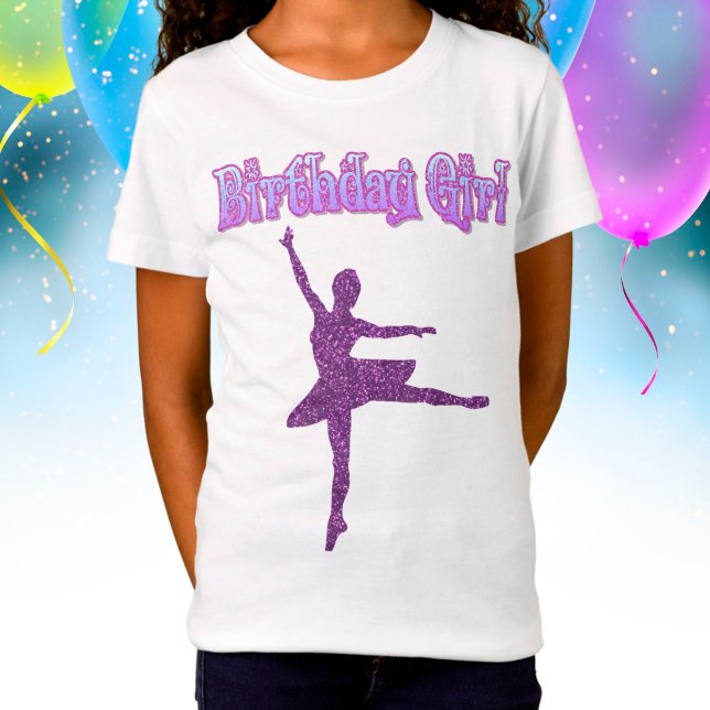 Girls Glitter Ballerina Dance "Birthday Girl" T Shirt (Skapare uppladdad)
