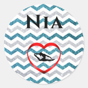 Girls Glitter Chevron Gymnastics Stickers Anpassni Runt Klistermärke