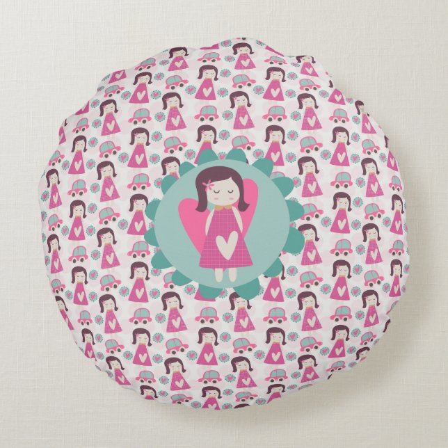 Girls Going Ställen Rund Kudde (Baksidan)