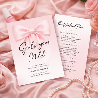 Girls Gone Mild Elegant Bow Bachelorette Weekend Inbjudningar
