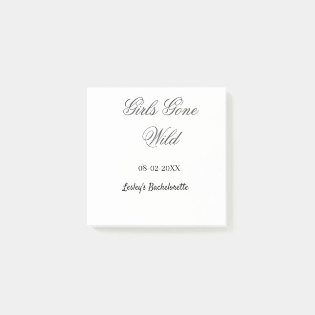 Girls Gone wild Bachelorette party name date bride Post-it Block (Framsida)
