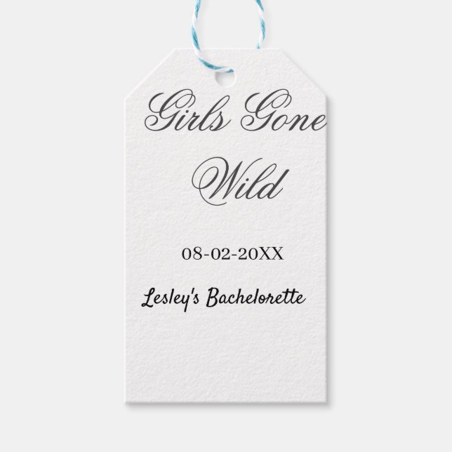 Girls Gone wild Bachelorette party name date bride Presentetikett (Framsidan)