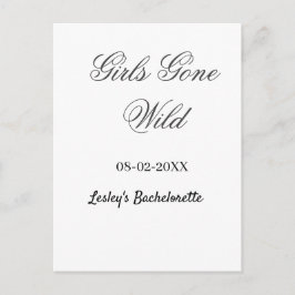 Girls Gone wild Bachelorette party name date bride Vykort