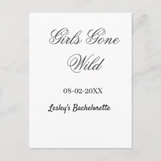 Girls Gone wild Bachelorette party name date bride Vykort