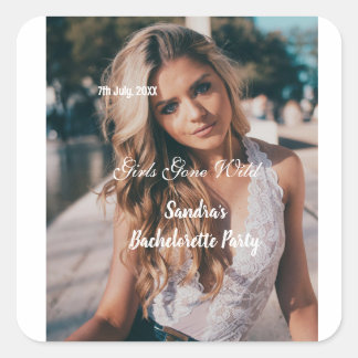 girls gone wild bachelorette party name photo whit fyrkantigt klistermärke