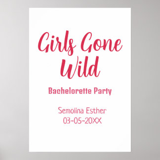 girls gone wild bachelorette party red name retro poster