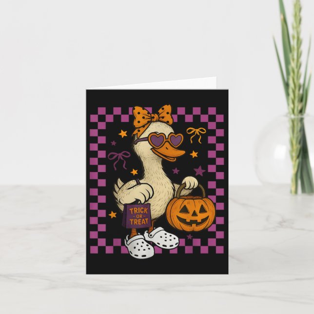 Girls Goose Halloween Spooky Goosey Fånig Goose Pu Kort (Framsida)