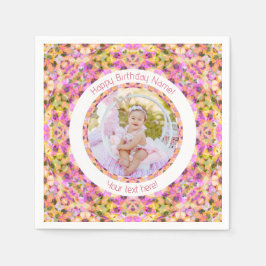 Girls Grattis på födelsedagen sommartid Rosa Star  Pappersservett