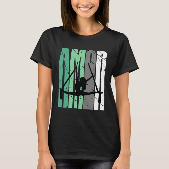Girls Green Aerialist Distressed Amor Loves Inspir T Shirt (Framsida)