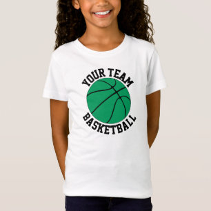 Girls Grönt Basketball Team Namn, Player och numme T Shirt