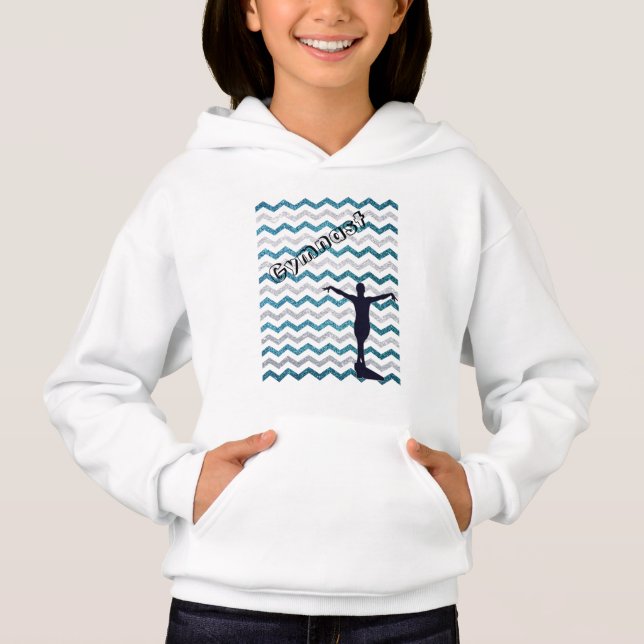 Girls Gymnast Chevron Gymnastics Hoodie T Shirt (Framsida)