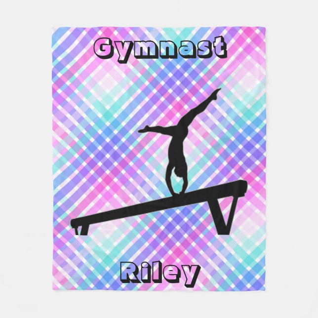 Girls Gymnast Gymnastics Balance Beam Pastel Fleecefilt (Framsidan)