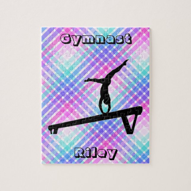 Girls Gymnast Gymnastics Balance Beam Pastel Pussel (Vertikal)