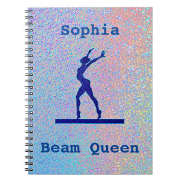 Girls Gymnastics Beam Queen Spiral Photo Notebook Anteckningsbok