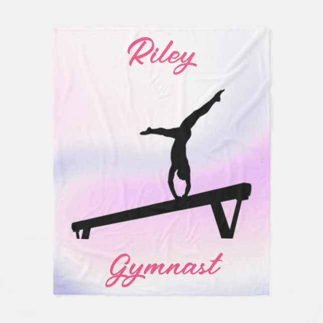 Girls Gymnastics Beam Soft Pastel Fleecefilt (Framsidan)