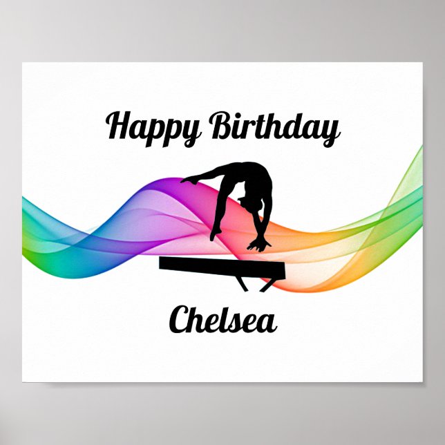 Girls Gymnastics Birthday Poster (Framsidan)