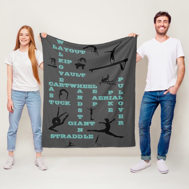 Girls Gymnastics Crossword Fleece Blanket (På plats)