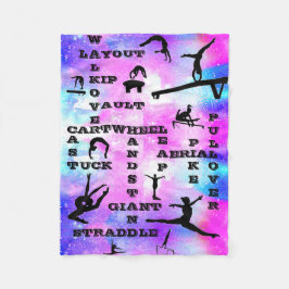 Girls Gymnastics Crosswords Skills Fleece Blanket
