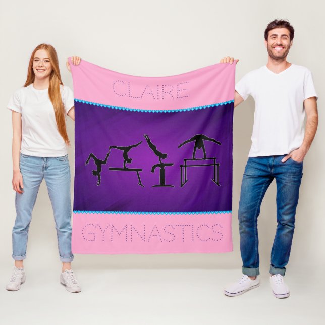 Girls Gymnastics Events Dot Font Fleece Blanket (På plats)