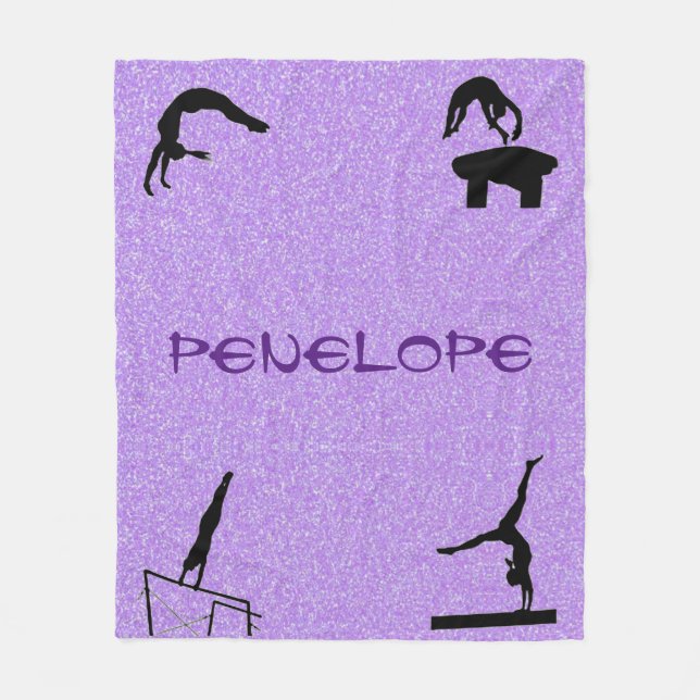 Girls Gymnastics Events Lila Glitter Fleecefilt (Framsidan)