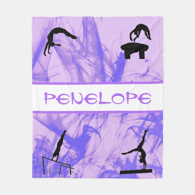 Girls Gymnastics Events Smokey Lila Abstrakt Fleecefilt (Framsidan)