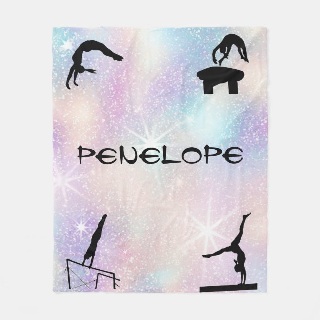 Girls Gymnastics Events Sparkly Blanket Fleecefilt (Framsidan)