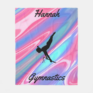 Girls Gymnastics Fleece Blanket w/ Namn