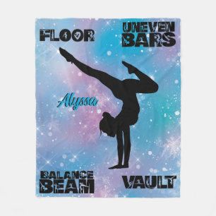 Girls Gymnastics Golv, Pub, Beam, Vault Pastel Fleecefilt