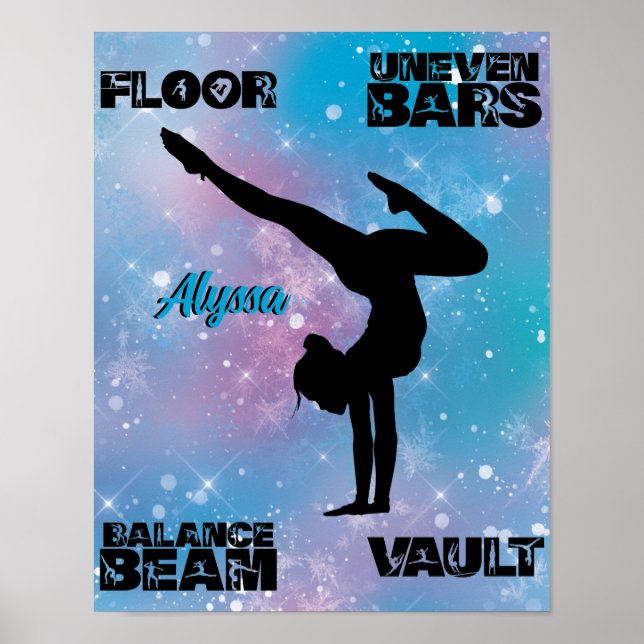 Girls Gymnastics Golv, Pub, Beam, Vault Pastel Poster (Framsidan)