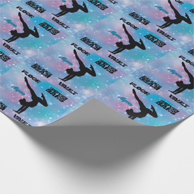 Girls Gymnastics Golv, Pub, Beam, Vault Pastel Presentpapper (Hörn)