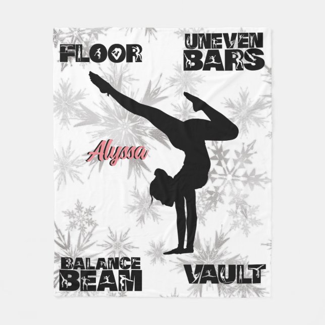 Girls Gymnastics Golv, Pub, Beam, Vault Winter Fleecefilt (Framsidan)