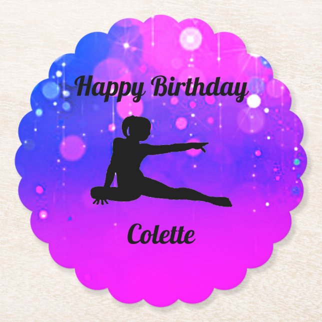 Girls Gymnastics Grattis på födelsedagen Papper Un Underlägg Papper (Framsida)