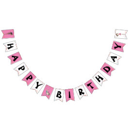 Girls Gymnastics Grattis på födelsedagen Rosa Rain Vimplar