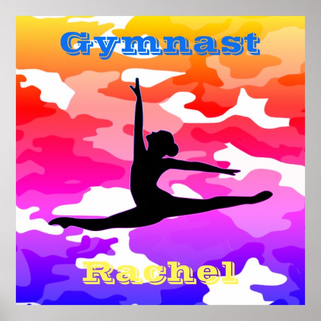 Girls Gymnastics ’Gymnast’ Rainbow Camo Poster (Framsidan)