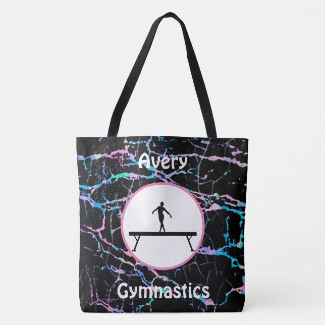Girls Gymnastics Hologram Balance Beam Tote Bag Tygkasse (Framsida)