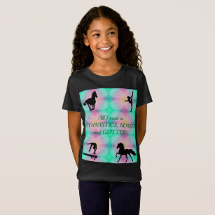 Girls Gymnastics, Horses, Glitter T-Shirt