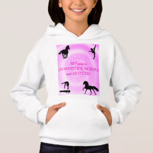 Girls Gymnastics, Horses, Glitter T Shirt