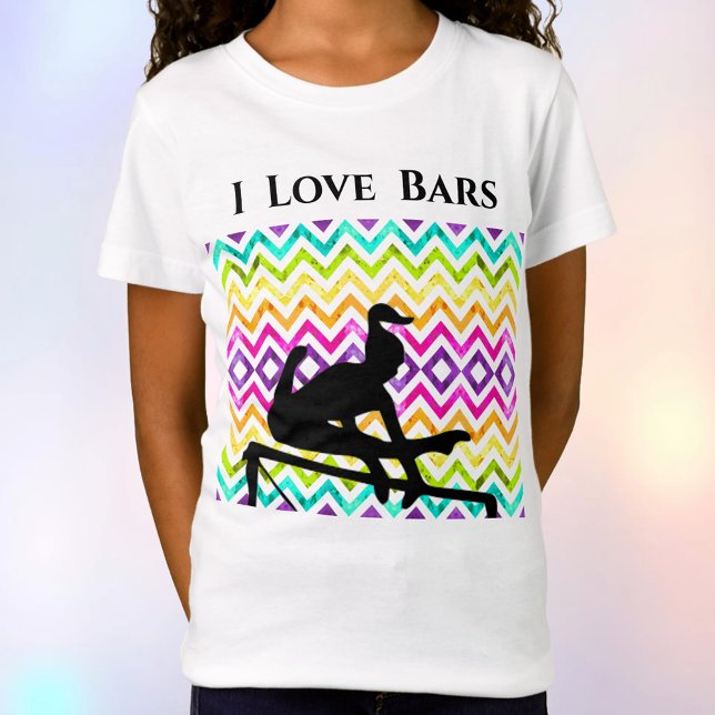 Girls Gymnastics I Kärlek Pub Chevron T-Shirt (Girls Gymnastics I Love Bars Chevron T-Shirt)