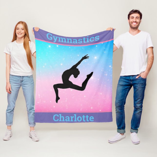 Girls Gymnastics Leap Pastel Fleece Blanket (På plats)