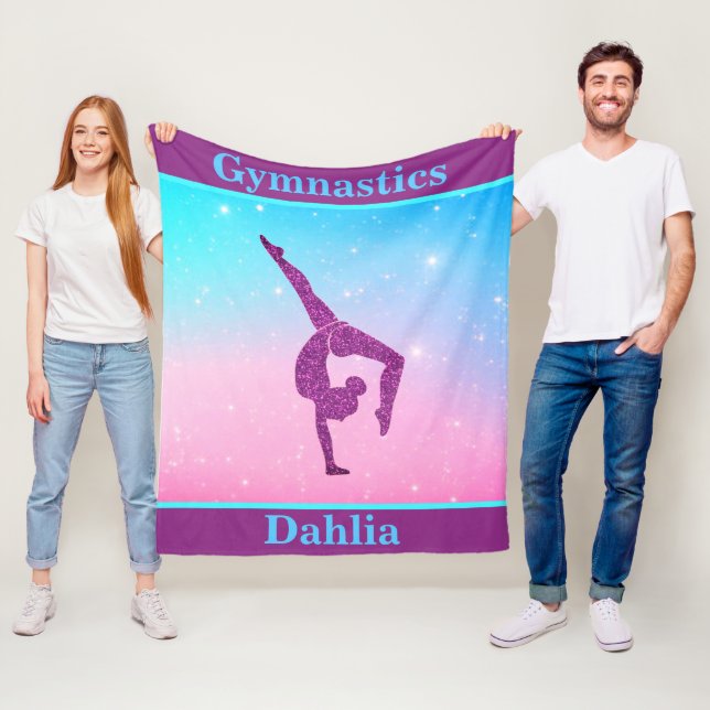 Girls Gymnastics Leap Pastel Fleece Blanket (På plats)