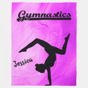 Girls Gymnastics Lila Swirl Personlig Fleecefilt