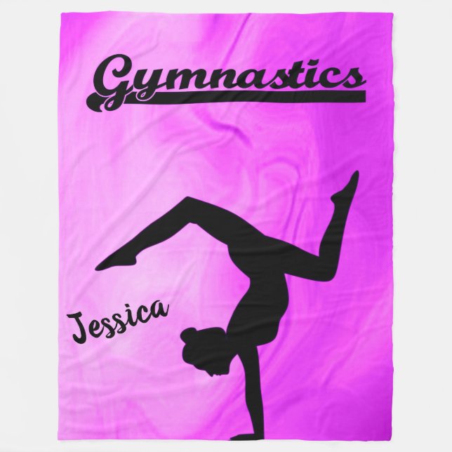 Girls Gymnastics Lila Swirl Personlig Fleecefilt (Framsidan)