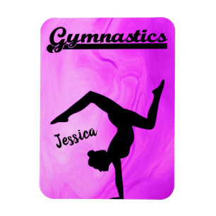 Girls Gymnastics Lila Swirl Personlig Magnet