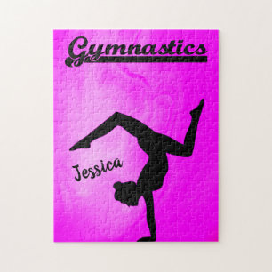 Girls Gymnastics Lila Swirl Personlig Pussel