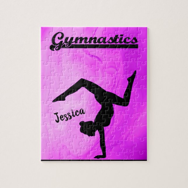Girls Gymnastics Lila Swirl Personlig Pussel (Vertikal)