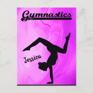 Girls Gymnastics Lila Swirl Personlig Vykort