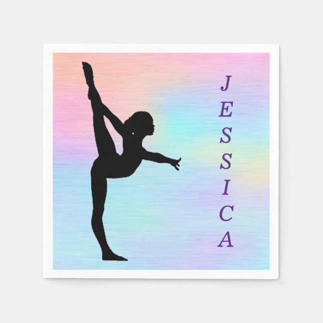 Girls Gymnastics Pastel Pappra Napkins Pappersservett (Framsidan)